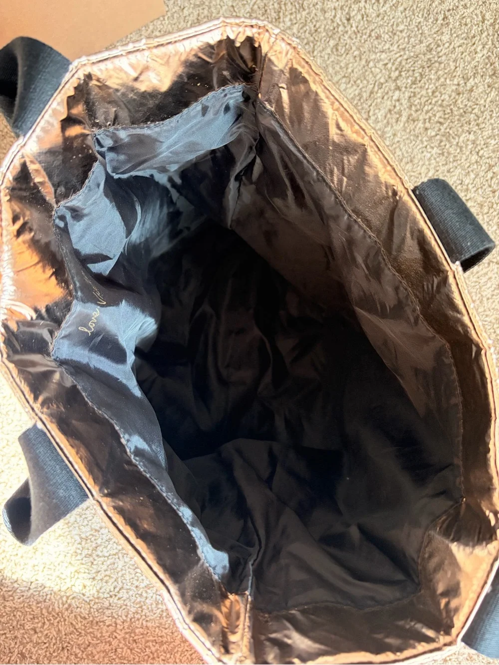 Victoria's Secret Rose Gold Metallic Quilted Tote